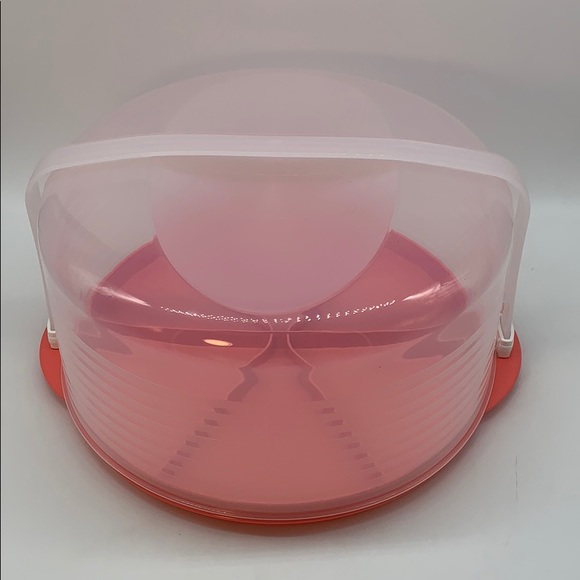 Tupperware 10" Round Cake Taker Guava & Carrier